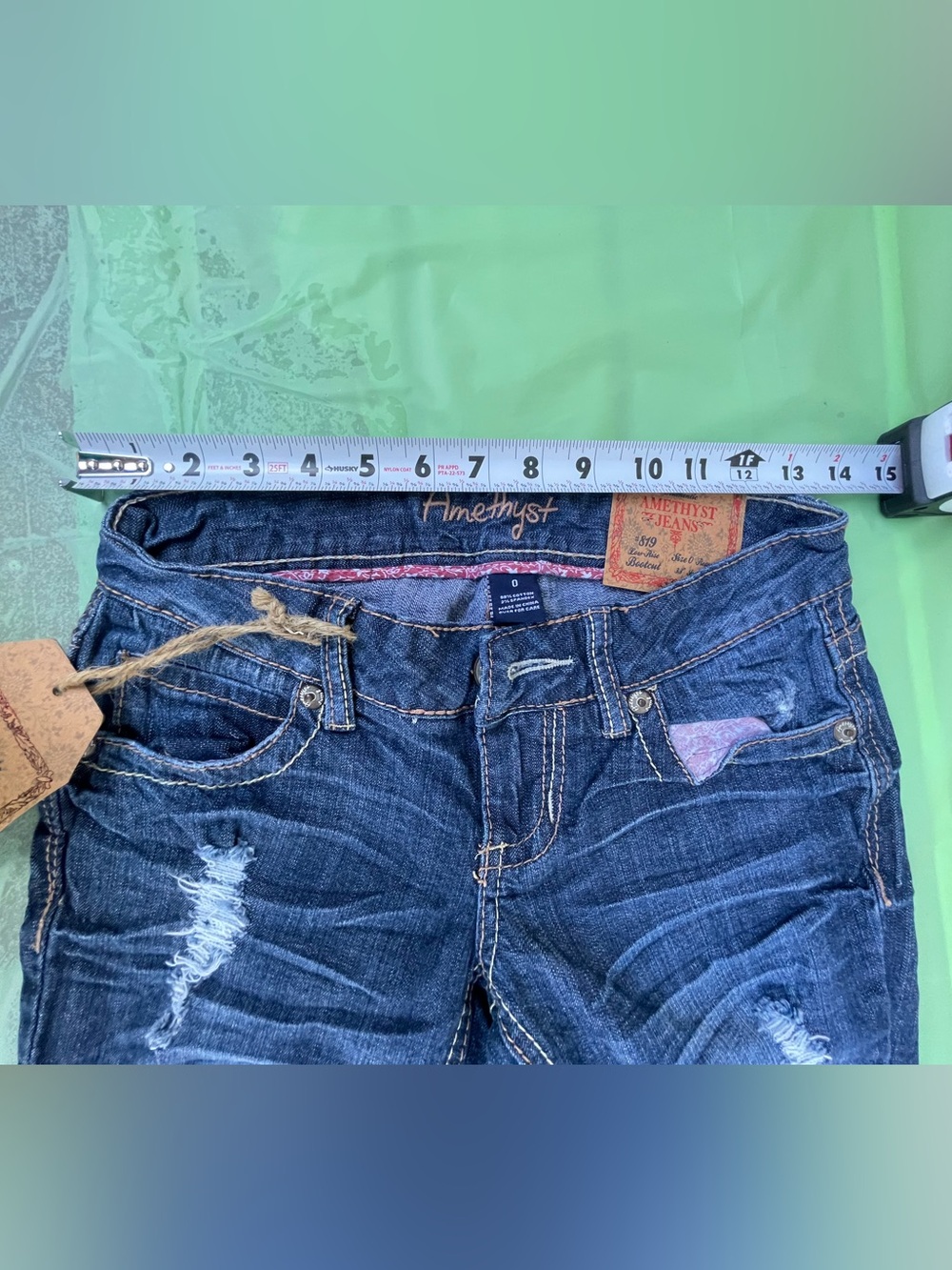 LOW RISE Y2K AMETHYST VINTAGE  BLUE JEANS NEW WITH TAGS SIZE 0 JUNIORS - Picture 14 of 14